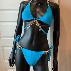 Blue Bikini with A Lot of Charms!